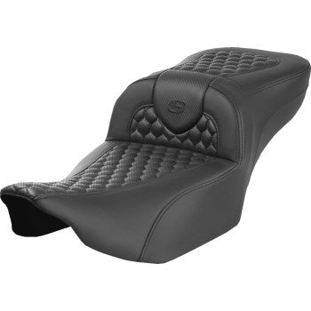 SADDLEMEN Heated RoadSofa™ Seat - Extended Reach - Honeycomb Stitch - w/o Backrest - FLT/FLH ’23-‘24 823-07-190A0