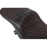 DRAG SPECIALTIES SEATS Freedom Seat - Black - Vinyl - Red Double Diamond Stitch - FLT/FLH '23-'25 0801-2100