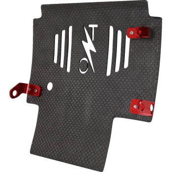 THRASHIN SUPPLY CO. Skid Plate - Carbon Fiber/Forged - With Red Brackets - FLHX/FLTRX TSC-3035-2