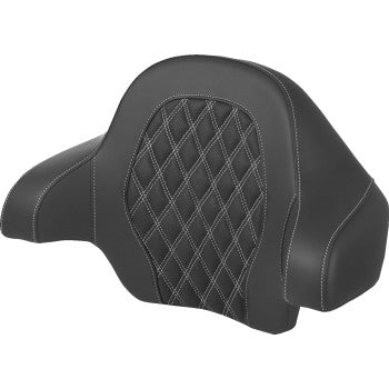 SADDLEMEN Tour-Pak® Backrest Pad - Lattice Stitch - White Stitch - FL '14-'24 814-07-15006