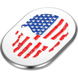 FIGURATI DESIGNS Antenna Cover - Left Rear Fender - American Flag Skull - Chrome  FD24-AC-SS-LT