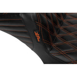 LE PERA Tailwhip Daddy Long Legs Seat - Burnt Orange Double Diamond Stitch - FLH/FLT '23-'24 LV-587DLDD-OB4