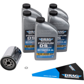 DRAG SPECIALTIES OIL Full Synthetic Oil Change Kit - 20W50 - M8 - Chrome Filter 3601-1041