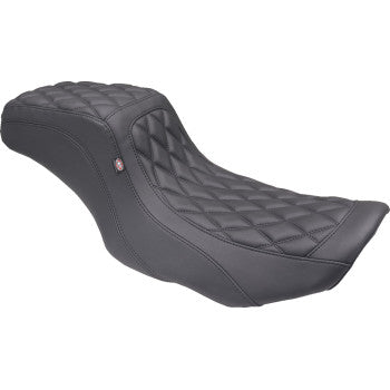 MUSTANG One Piece 2-Up Squareback Seat - Double Diamond - Black Stitch - FLH/FLT '23-'24 88415