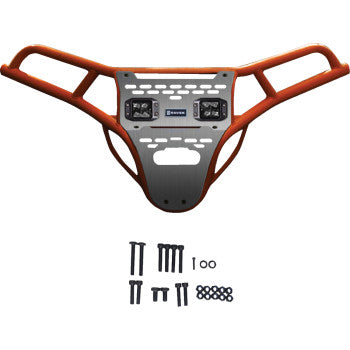 RAVEK Front Bumper/Skid Plate with White Lights - Red - RZR XP 1000 64-317RDL