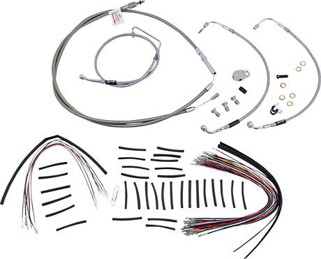 BURLY BRAND Handlebar Cable/Brake Line Kit - Complete - 15" Ape Hanger Handlebars - Stainless Steel B30-1105