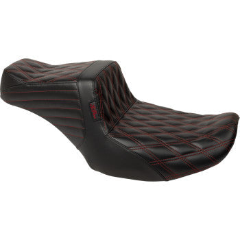 LE PERA Tailwhip Seat - Red Double Diamond Stitch - FLH/FLT '23-'24 LV-587DD-R01