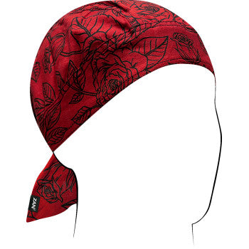 ZAN HEADGEAR Flydanna® Head Wrap - Black and Red Roses Z311