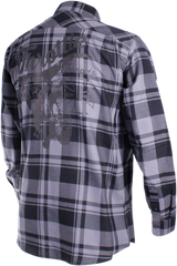 THROTTLE THREADS Long-Sleeve Flannel Shirt - Gray/Black - 2XL TT636S68GY2R