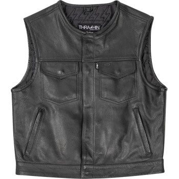 THRASHIN SUPPLY CO. Encinal Leather Shorty Riding Vest - Black - Small TMJ-17-08