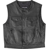 THRASHIN SUPPLY CO. Encinal Leather Shorty Riding Vest - Black - Small TMJ-17-08