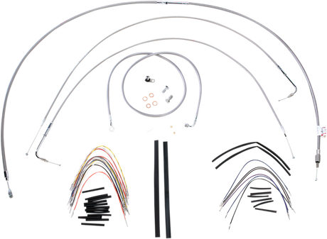 BURLY BRAND Handlebar Cable/Brake Line Kit - Complete - 16" Ape Hanger Handlebars - Stainless Steel B30-1055