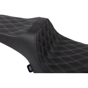 DRAG SPECIALTIES SEATS Predator III Seat - Vinyl - Double Diamond - Silver Stitch - Challenger '20-'25 0810-2461