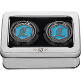 FIGURATI DESIGNS Axle Nut Cover - Front - Stainless Steel - Legends Suspension Logo - Black FD02-FAC-BLK