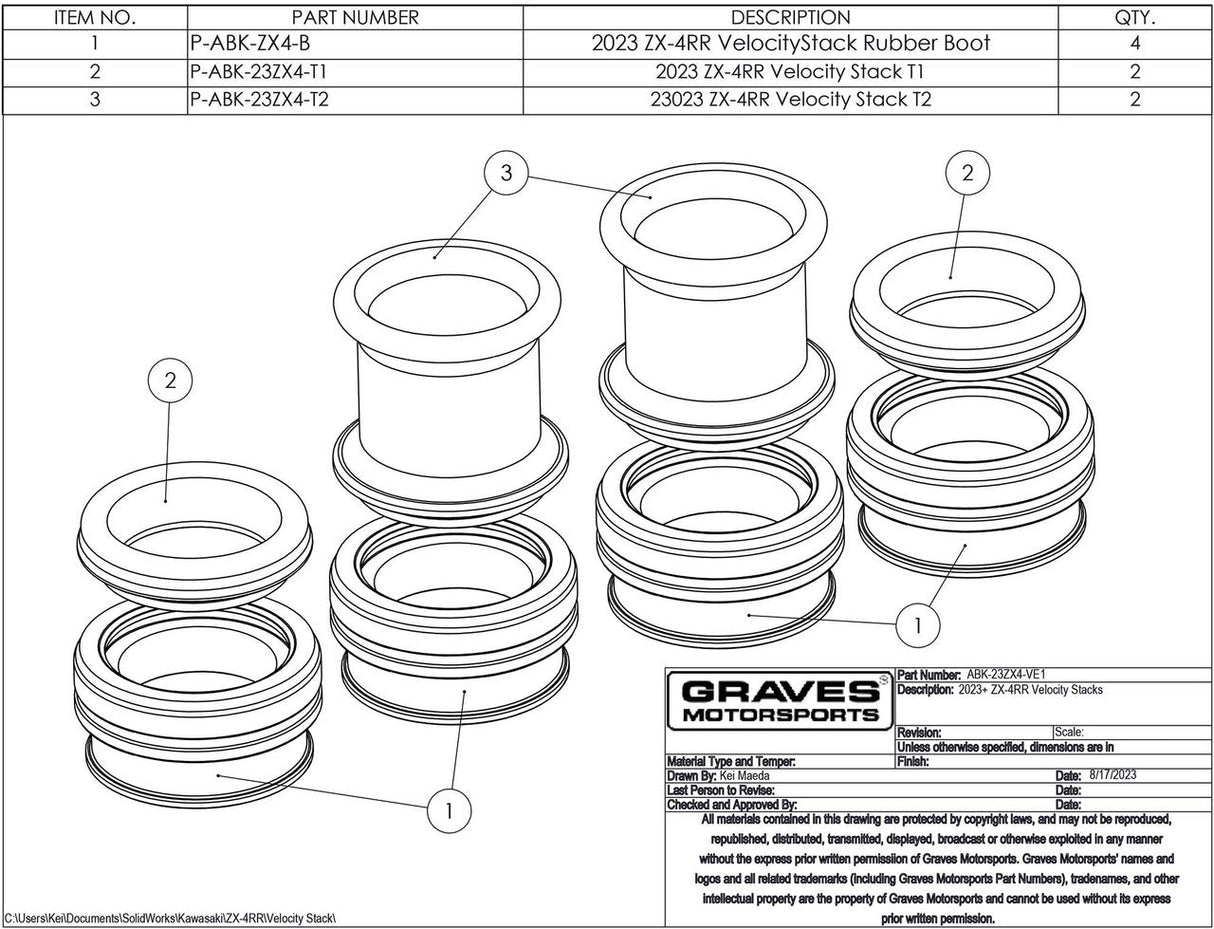 Graves  Velocity Stacks ZX-4RR 2023 2024 2025 2026  ABK-23ZX4-VE1