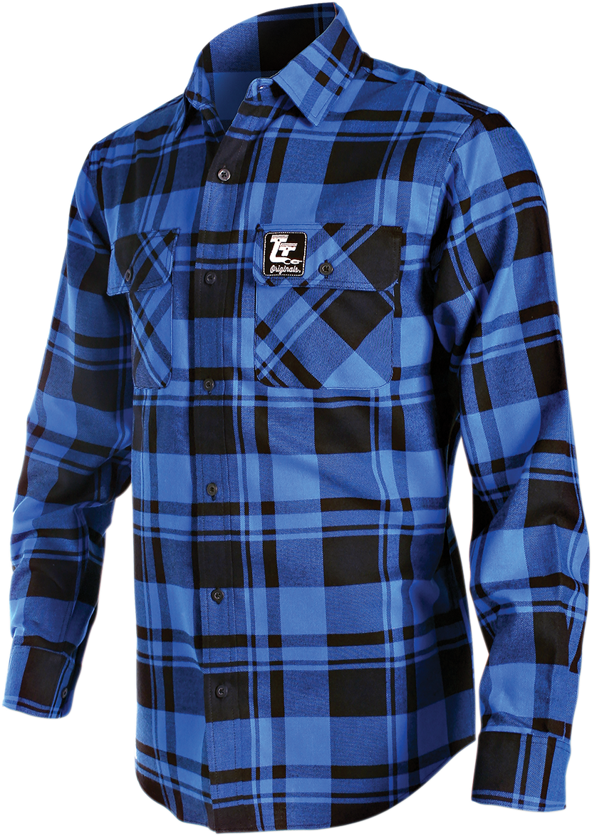 THROTTLE THREADS Long-Sleeve Flannel Shirt - Blue/Black - 2XL TT635S68BL2R