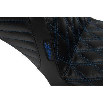 LE PERA Tailwhip Daddy Long Legs Seat - Blue Double Diamond Stitch - FLH/FLT '23-'24 LV-587DLDD-BE01