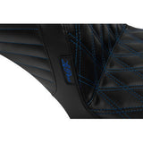 LE PERA Tailwhip Daddy Long Legs Seat - Blue Double Diamond Stitch - FLH/FLT '23-'24 LV-587DLDD-BE01