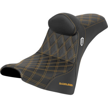 SADDLEMEN Pro Series SDC Performance Seat - w/ Backrest - Gold Stitch - Gripper - FXBB/FXST '18-'25 SC81830DB7