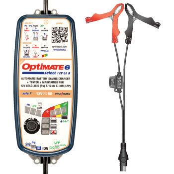 TECMATE OptiMate™ 6 Select Gold Battery Charger/Tester/Maintainer - 12 V - 6 A TM371V2