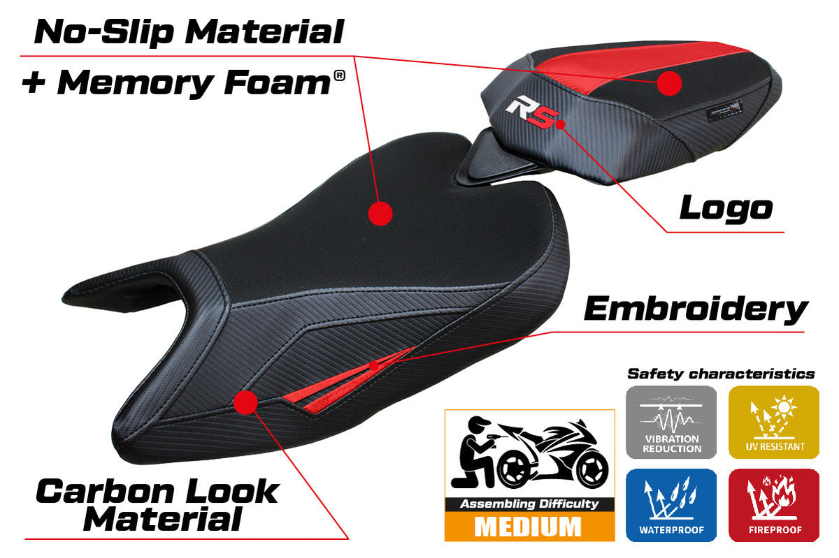 Tappezzeria Italia Aprilia RS 457 2023-2025 Seat Cover Comfort in Red and Black