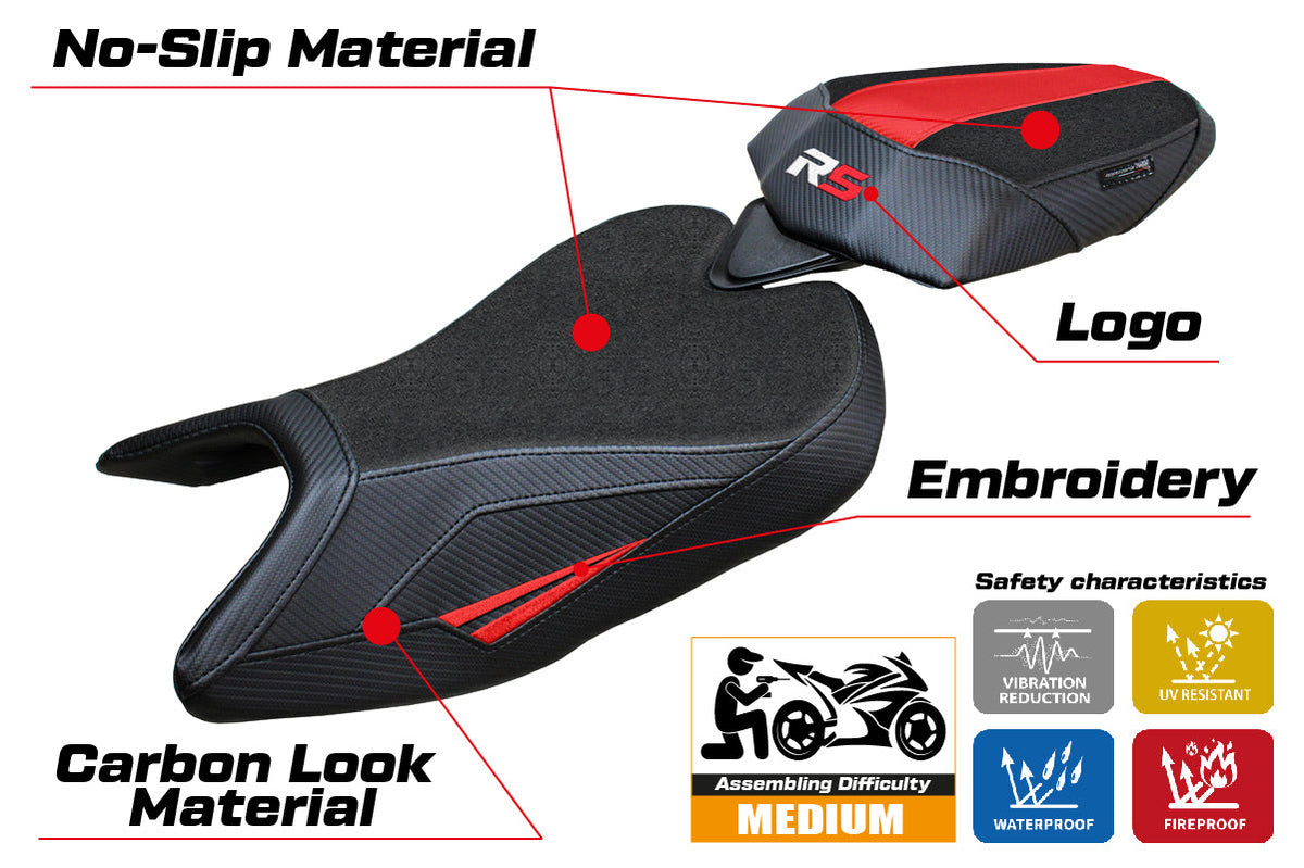Tappezzeria Italia Aprilia RS 457 2023-2025 Seat Cover Ultragrip in Red and Black