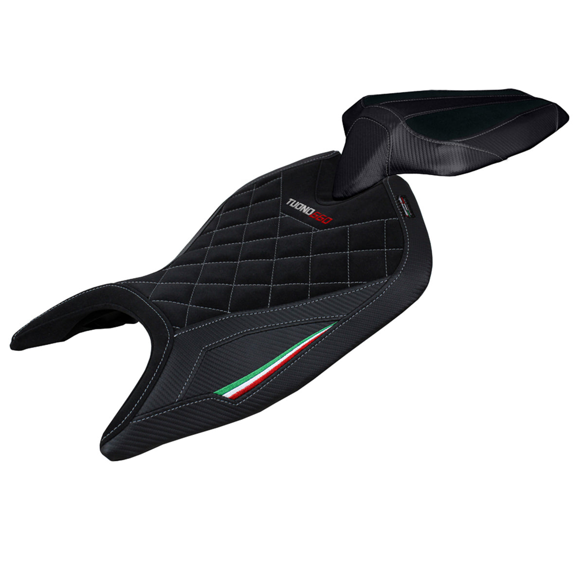 Tappezzeria Italia Aprilia Tuono 660 2021-2024 Seat Cover Velvet in Italy Flag Black