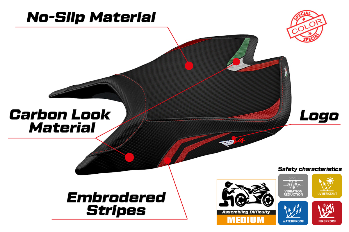 Tappezzeria Italia Aprilia RSV4 2021-2025 Seat Cover in Red and Black