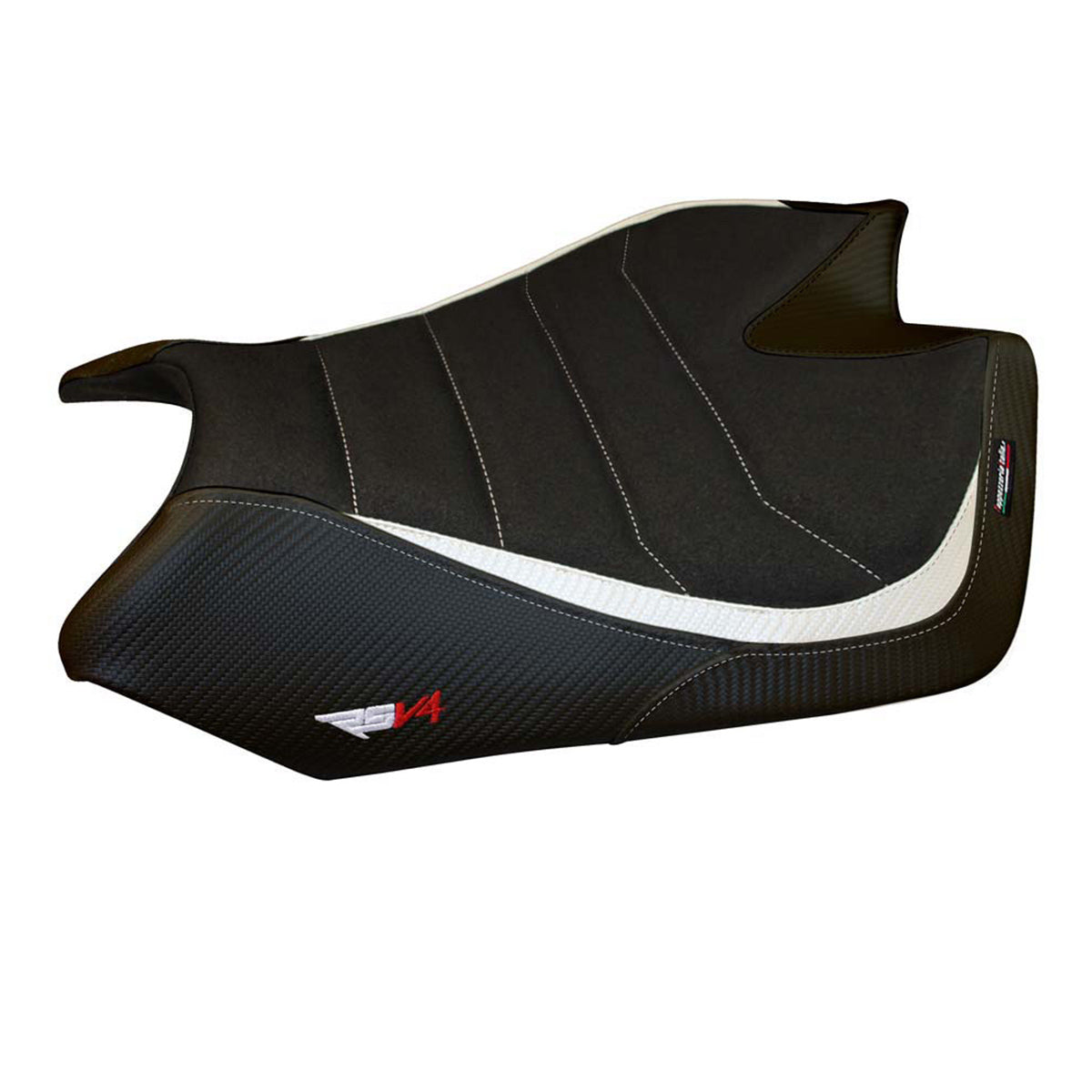 Tappezzeria Italia Aprilia RSV4 2009-2020 Seat Cover Ultragrip in White and Black