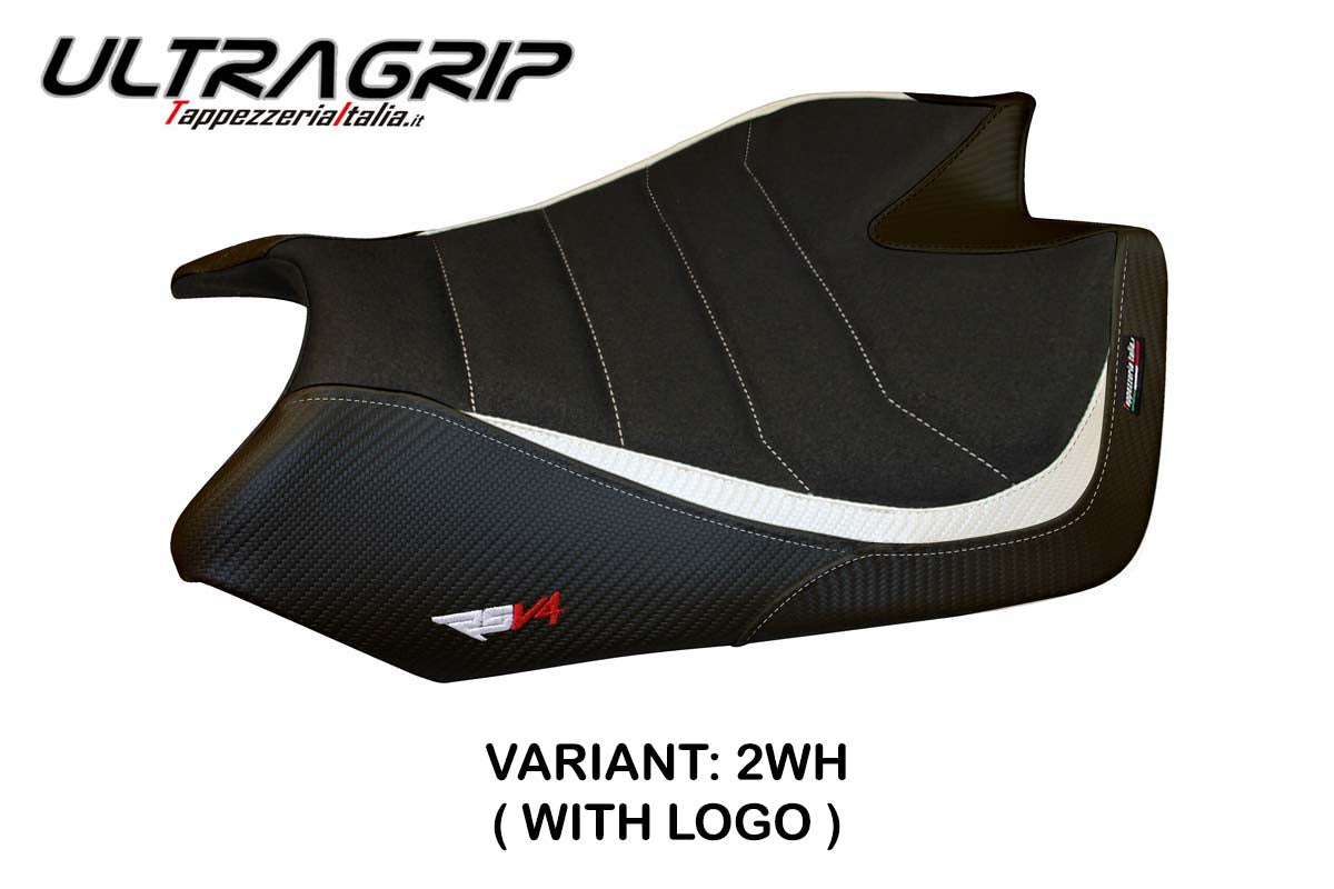 Tappezzeria Italia Aprilia RSV4 2009-2020 Seat Cover Ultragrip in White and Black