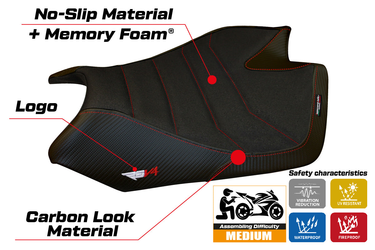 Tappezzeria Italia Aprilia RSV4 2009-2020 Seat Cover Comfort Ultragrip in Black