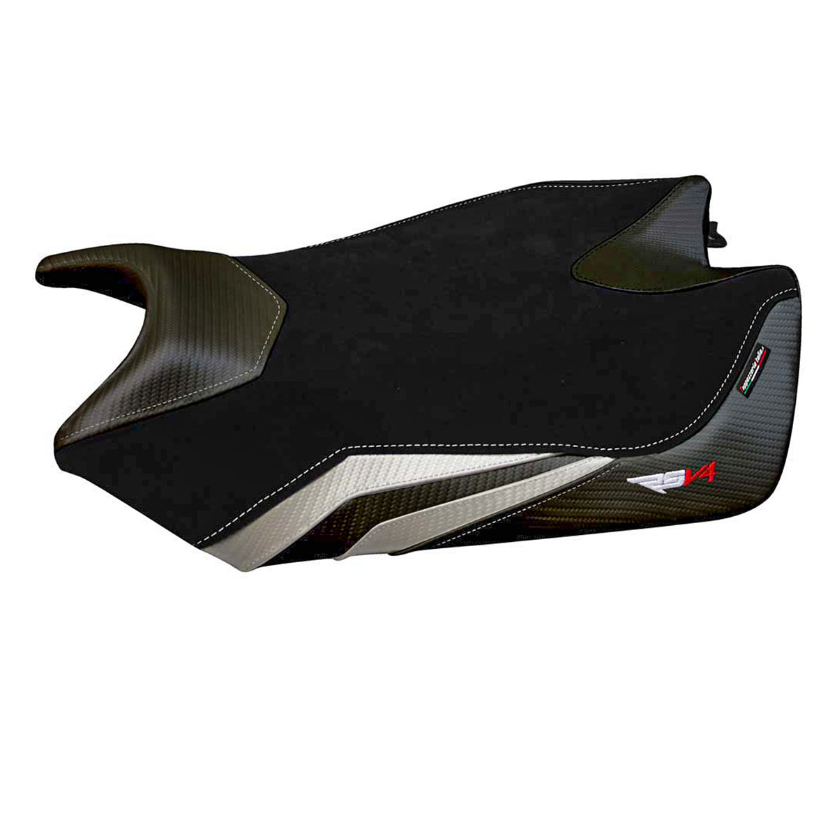Tappezzeria Italia Aprilia RSV4 2009-2020 Seat Cover Velvet in White and Black