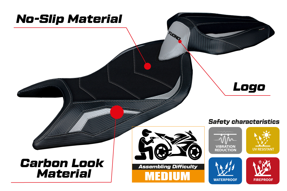 Tappezzeria Italia Aprilia Tuono 660 2021-2024 Seat Cover in Silver and Black