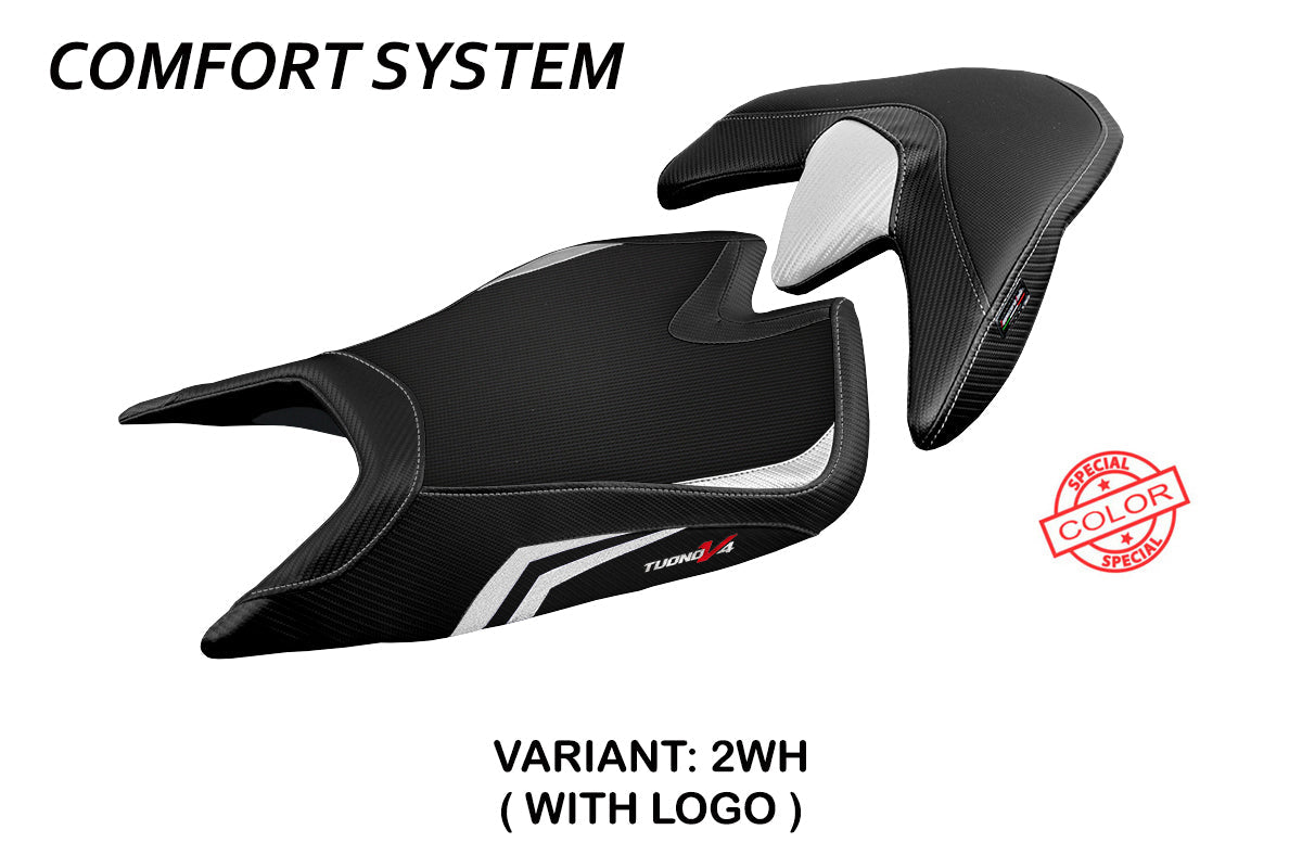 Tappezzeria Italia Aprilia Tuono V4 2021-2025 Seat Cover Comfort in White and Black
