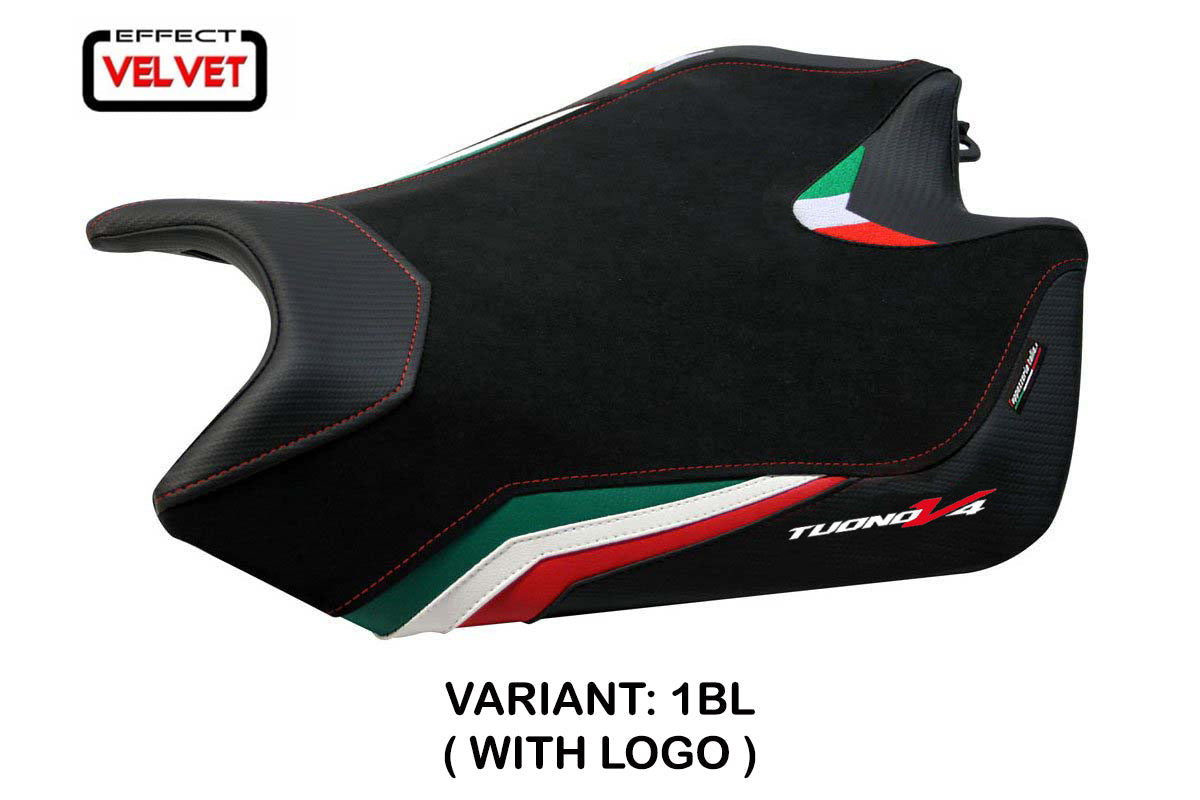 Tappezzeria Italia Aprilia Tuono V4 2011-2020 Seat Cover in Velvet Italy Flag Black