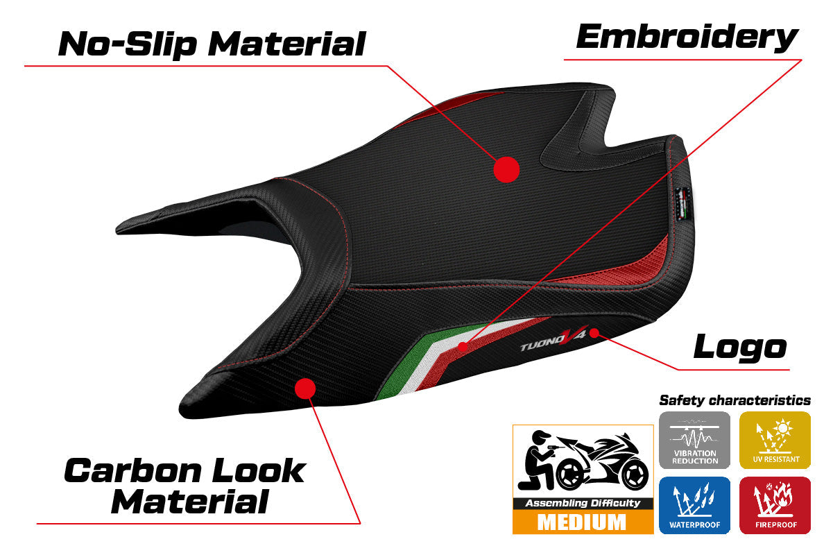 Tappezzeria Italia Aprilia Tuono V4 Factory 2021-2025 Seat Cover in Italy Flag