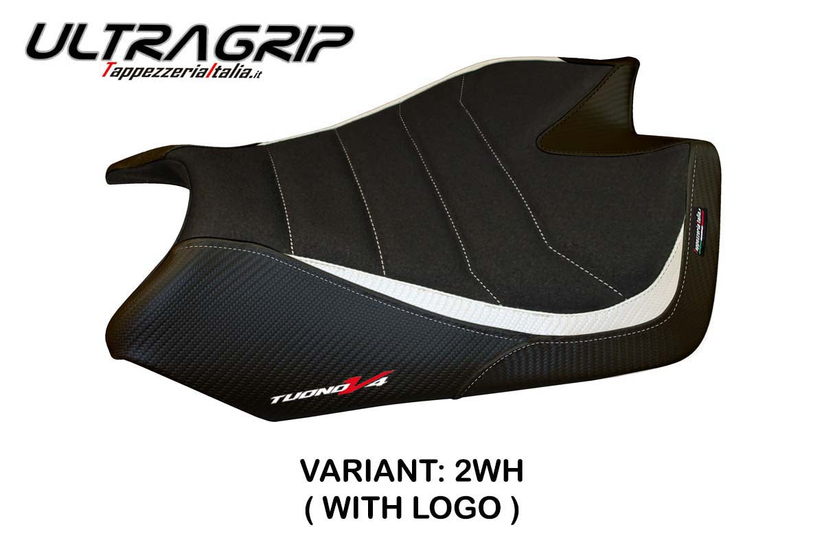 Tappezzeria Italia Aprilia Tuono V4 2011-2020 Seat Cover Ultragrip in White and Black
