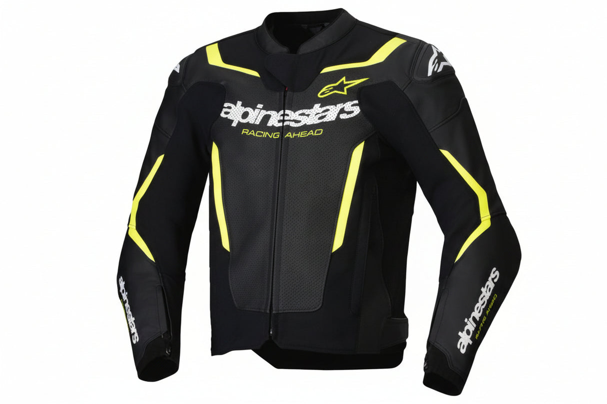 IN STOCK OPEN BOX ALPINESTARS Jacket Lthr Gp Force Air Flo Blk/Yl Fl 52 3100326-155-52