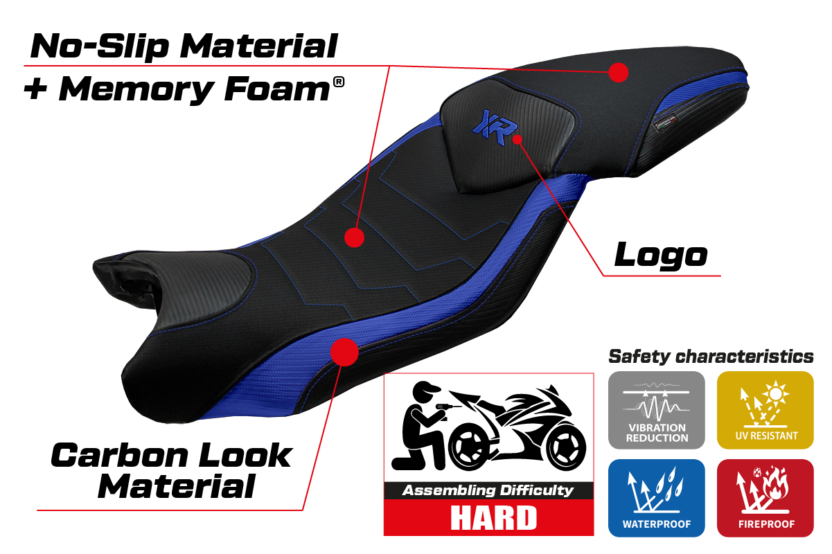 Tappezzeria Italia BMW S1000XR 2015-2019 Seat Cover Comfort in Blue and Black
