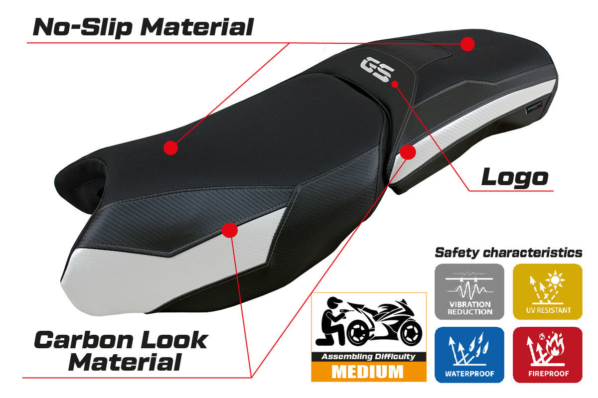 Tappezzeria Italia BMW R1250GS Adventure 2019-2024 Seat Cover in White and Black