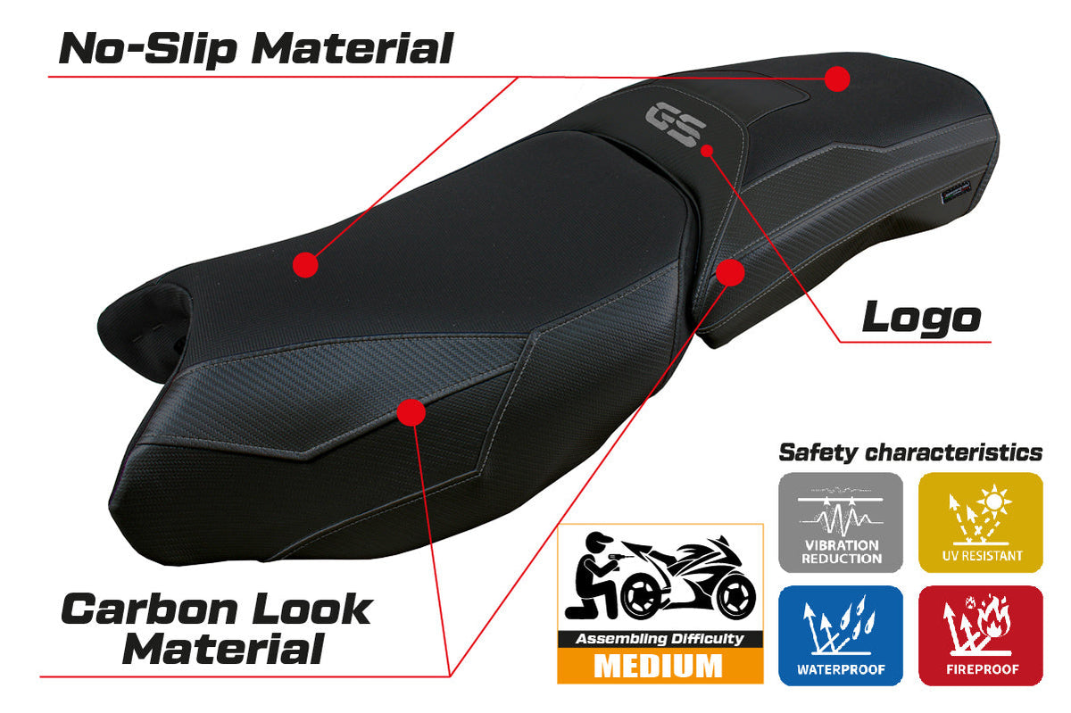 Tappezzeria Italia BMW R1250GS Adventure 2019-2024 Seat Cover in Black Carbon