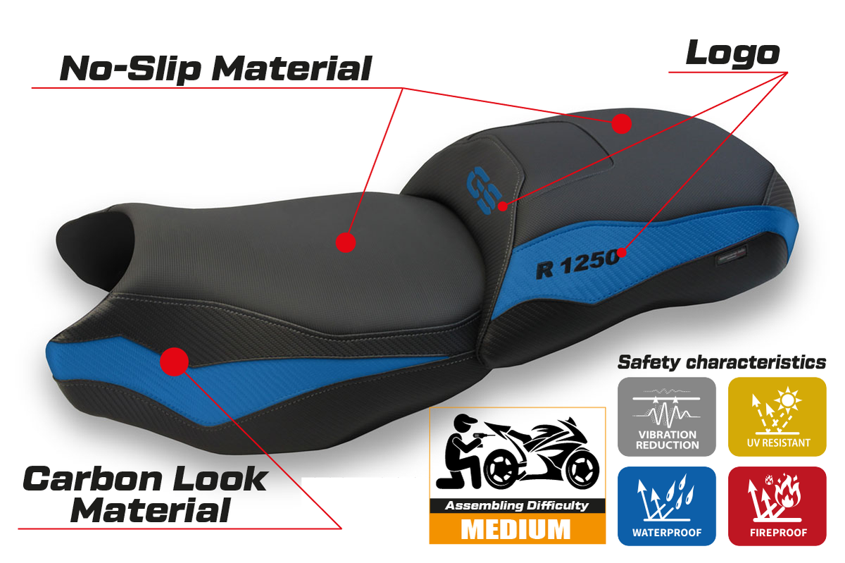 Tappezzeria Italia BMW R1250GS 2019-2023 Seat Cover in Blue and Black