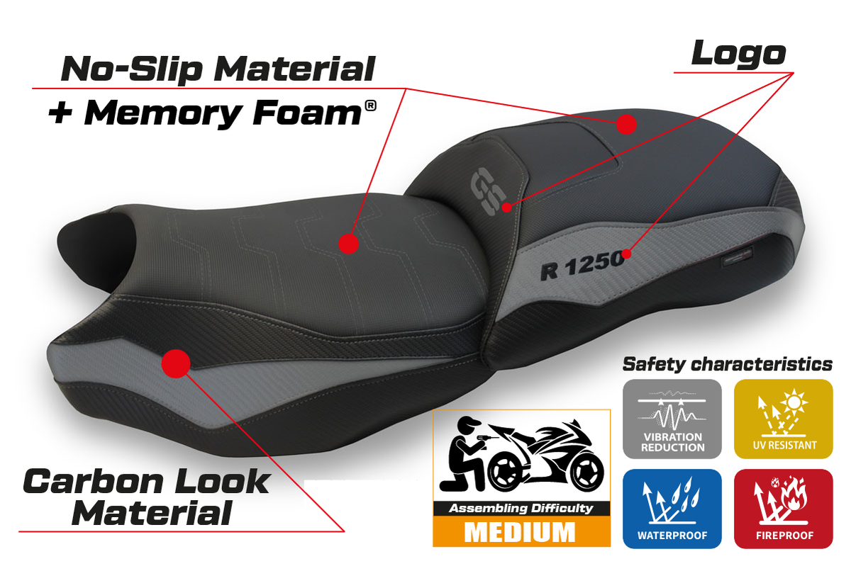 Tappezzeria Italia BMW R1250GS 2019-2023 Seat Cover Comfort in Grey and Black