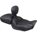MUSTANG Deluxe Touring Solo Seat - w/ Backrest - Dark Cherry Stitch - FLT/FLH '23-'25 89401DC