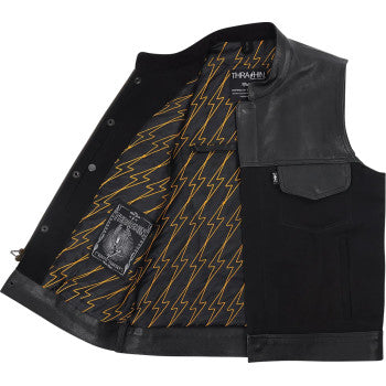 THRASHIN SUPPLY CO. Kanan Leather/Denim Riding Vest - Black - Medium TMJ-13-09
