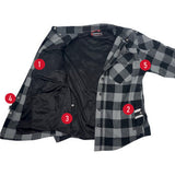 GERBING HEATED CLOTHING 7 V Battery Heated Flannel Shirt - Gray/Black - Large GER7VFS-BG-L