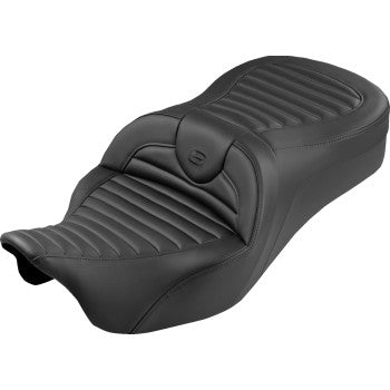SADDLEMEN Roadsofa™ King Seat - Without Backrest - Tuck-n-Roll - Black Stitch - FLH/FLT '08-'25 808-07B-202S00