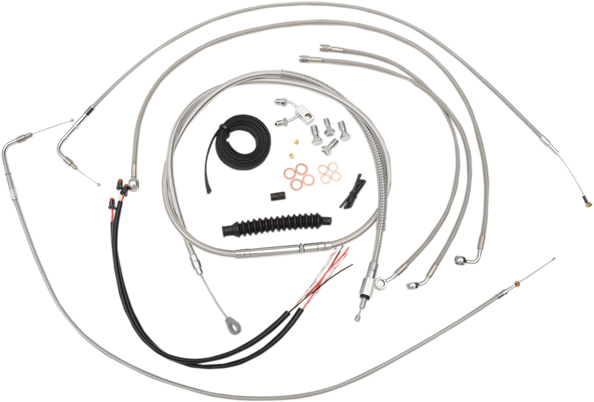 LA CHOPPERS Handlebar Cable/Brake Line Kit - Complete - 18" - 20" Ape Hanger Handlebars - Stainless LA-8122KT2-19