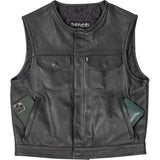 THRASHIN SUPPLY CO. Encinal Leather Shorty Riding Vest - Black - Small TMJ-17-08