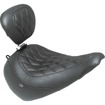 MUSTANG Wide Tripper™ Solo Seat - w/ Backrest - Diamond - Black Stitch - FXBR '23-'25 89027